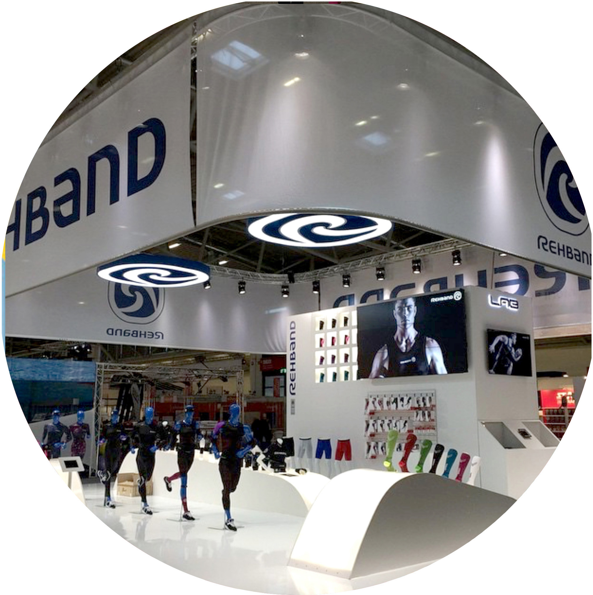 WINNER OF BEST DESIGNED BOOTH AT THE BIGGEST SPORT FAIR IN THE WORLD: ISPO IN MUNICH, FOR REHBAND.
